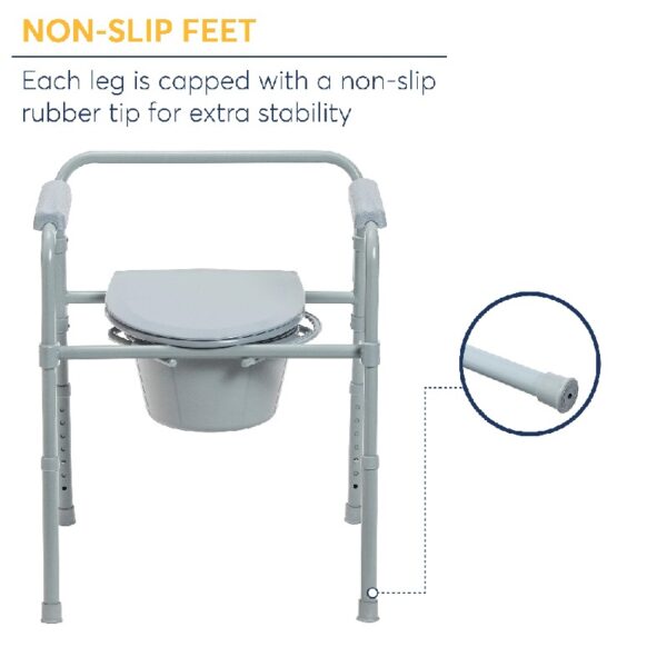 Steel Folding Deep Seat Bedside Commode, Gray
