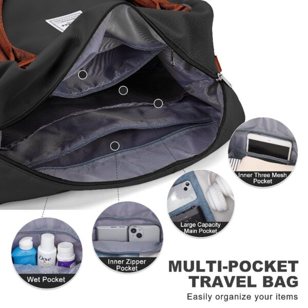 97408ede5e26463bb43ab32d0176a403 Weekender Bags for Women, Travel Duffel Bags with Shoe Compartment,Personal Item Travel Bag for Airlines, Carry on Overnight Tote Bag for women,Beige&Brown