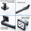 5-Piece Matte Black Bathroom Hardware Set - 304 Stainless Steel Bathroom Towel Holder Set