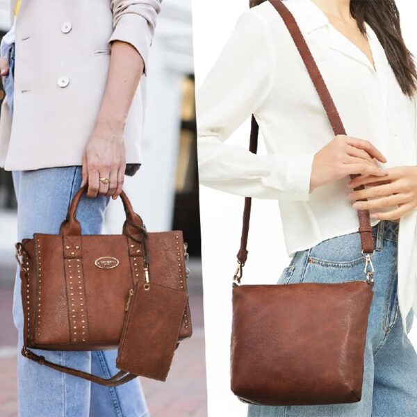 977b56f35d544fdc8ae3b32d01783491 Women's 3Pcs Purse Handbag Shoulder Bag Tote Satchel Hobo Bag Briefcase Work Bag for Ladies