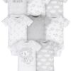Assorted Short Sleeve Onesies Bodysuits, 8pk (Baby Boy or Baby Girl Unisex)