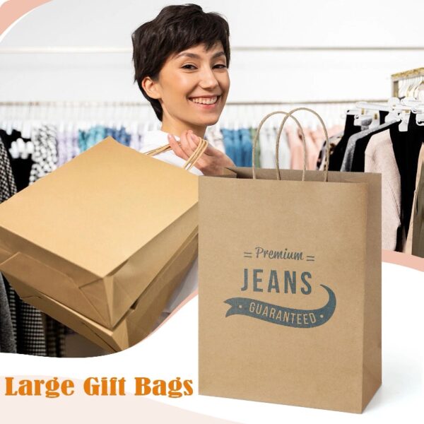 BagDream Brown Paper Gift Bags with Handles Kraft Paper Shopping Bags for Business, Shopping, Grocery, Retail, Birthday Party, Merchandise, 10x5x13, 100 Pack