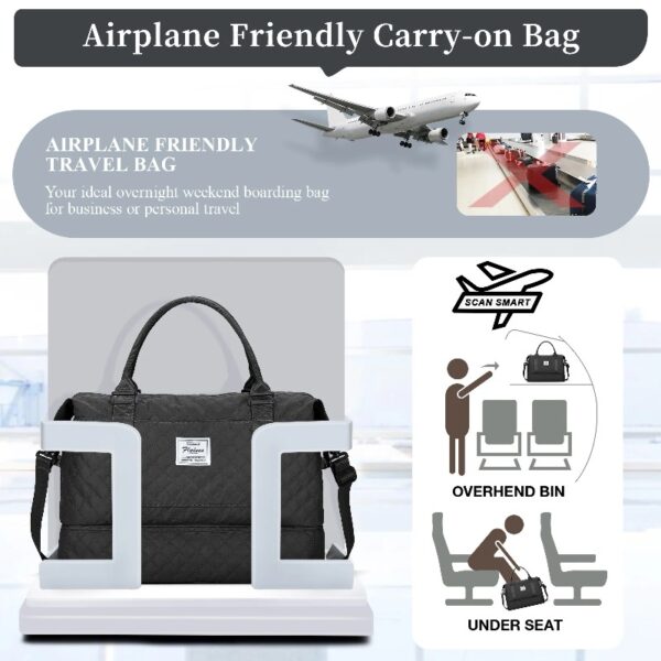 98d98a0c7d164d399e51b32d0176a2db Weekender Bags for Women, Travel Duffel Bags with Shoe Compartment,Personal Item Travel Bag for Airlines, Carry on Overnight Tote Bag for women,Beige&Brown