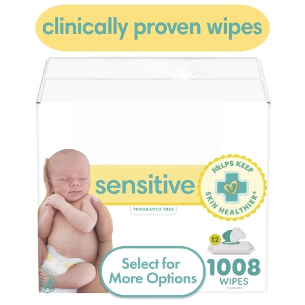 Sensitive Baby Wipes Unscented, 12 Pack, 1008 Total Count (Select for More Options)