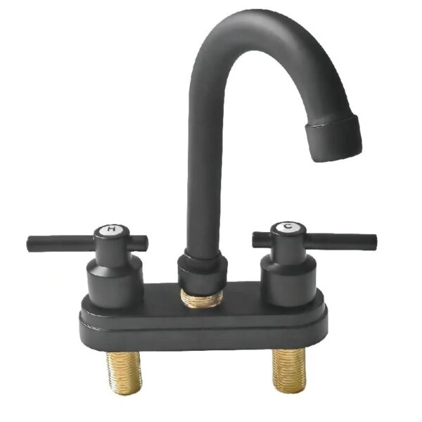 Bathroom Faucet 4inch 2 Handles Centerset Suit for 2 or 3 Mounting Holes, Lavatory Hot and Cold Mixer Tap, Mattle Black
