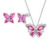 Purple Butterfly Jewelry Amethyst February Birthstone Jewelry Set Fine Necklace/Earrings 925 Sterling Silver Women Birthday Mother's Day Gifts