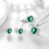 Women Heart Jewelry Set Necklace Earrings Ring 925 Sterling Silver February Birthstone Amethyst Wife Mother Birthday Valentine's Day Gift