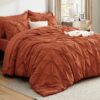 Dorm Bedding Twin Comforter Set - 5 Pieces Pintuck Bed in A Bag with Comforters, Sheets, Pillowcases & Shams