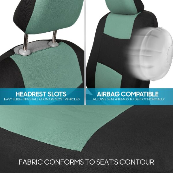 PolyPro Car Seat Covers Full Set in Charcoal on Black – Front and Rear Split Bench for Cars, Easy to Install Cover Set, Accessories Auto Trucks Van SUV