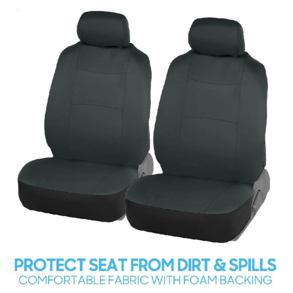 PolyPro Car Seat Covers Full Set in Charcoal on Black – Front and Rear Split Bench for Cars, Easy to Install Cover Set, Accessories Auto Trucks Van SUV