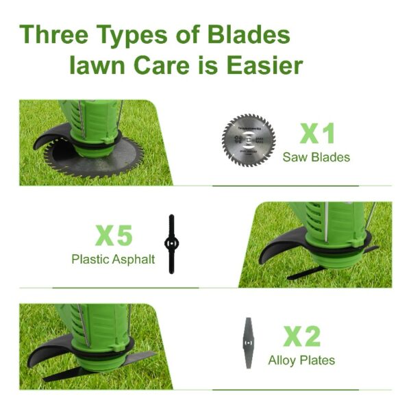 Cordless Weed Eaters, Battery Operated Weed Wacker, Weed Trimmer with 2 Batteries, Electric Grass Trimmer, Electric Edger for Lawns, 24V 650W Grass Cutting Machine, Green