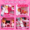 DollHouse with Colorful Light, Pretend Play Toddler Doll House Furniture Sets with 3 Dolls, 9 Rooms DIY , Creative Gift for Girls