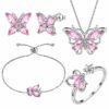 Purple Butterfly Jewelry Amethyst February Birthstone Jewelry Set Fine Necklace/Earrings 925 Sterling Silver Women Birthday Mother's Day Gifts