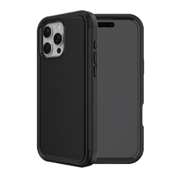 Rugged Phone Case with Holster for iPhone 16 Pro Max - Black