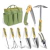 Garden Tool Set, 9 Piece Stainless Steel Rust-Proof Heavy Duty Gardening Tools with Non-Slip Rubber Handle, Durable Garden Tool Bag, Ideal Gardening Gifts for Women and Men