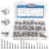 440 Pcs Self Tapping Screws for Metal, 410 Stainless Steel Sheet Metal Screws 1/2