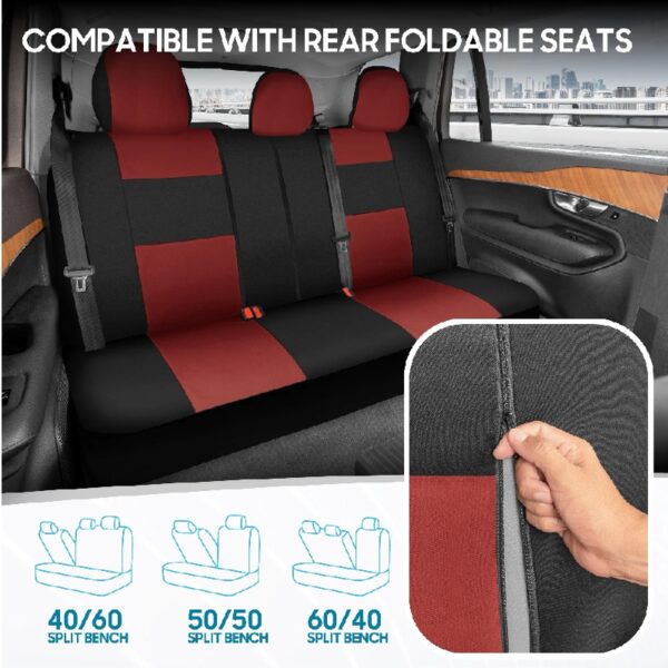 PolyPro Car Seat Covers Full Set in Charcoal on Black – Front and Rear Split Bench for Cars, Easy to Install Cover Set, Accessories Auto Trucks Van SUV