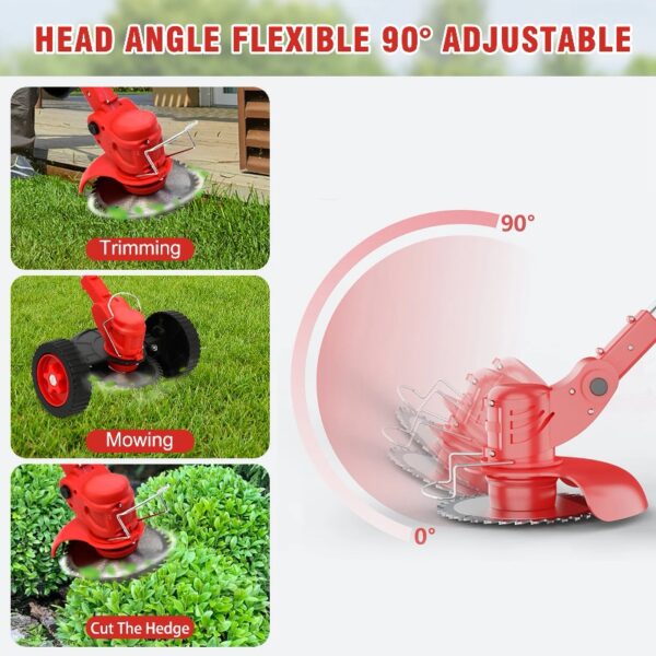 Cordless Weed Eaters, Battery Operated Weed Wacker, Weed Trimmer with 2 Batteries, Electric Grass Trimmer, Electric Edger for Lawns, 24V 650W Grass Cutting Machine, Green