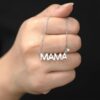 JeenMata MAMA Diamond Pendant Necklace in 18K White Gold over Silver