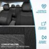PolyPro Car Seat Covers Full Set in Charcoal on Black – Front and Rear Split Bench for Cars, Easy to Install Cover Set, Accessories Auto Trucks Van SUV