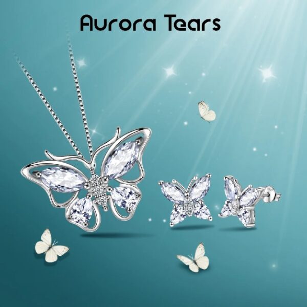 Purple Butterfly Jewelry Amethyst February Birthstone Jewelry Set Fine Necklace/Earrings 925 Sterling Silver Women Birthday Mother's Day Gifts