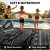 Outdoor Rug 6'x9' Waterproof Patio Rug Reversible Indoor Outdoor Rug Lightweight Plastic Straw Rug for RV Camping Deck Balcony Boho Porch Decor Dark Grey and White