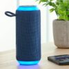 onn Medium Rugged Speaker with Bluetooth Wireless Technology and LED Lighting, Navy