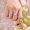 1 Carat Wedding Ring Sets Infinity Band Princess Sterling Silver Rings for Women CZ Size 7