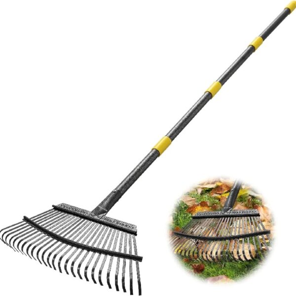 YeYeBest 25 Tines Heavy Duty Garden Leaf Rake for Lawns, 65