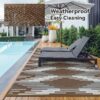 Outdoor Rug 6'x9' Waterproof Patio Rug Reversible Indoor Outdoor Rug Lightweight Plastic Straw Rug for RV Camping Deck Balcony Boho Porch Decor Dark Grey and White