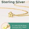 14K Yellow Gold Plated Initial Necklaces for Women Alphabet K Pendant Gold Letter Necklace in Sterling Silver Birthday Jewelry Gifts