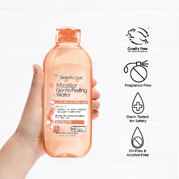 (3 pack) SkinActive Micellar Gentle Peeling Water Facial Cleanser, 13.5 fl oz