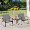 3-PCS Outdoor Patio Furniture Set with Glass Table, Lawn, Gray