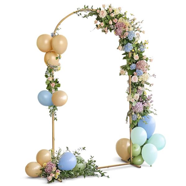 Skypatio 7.2ft Wedding Arch for Ceremony, Golden Balloon Stand, Metal Arch Backdrop for Decor