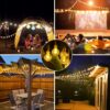 GooingTop 2Pack Outdoor String Lights, Each 37.5Ft 100LED Hanging Patio Lights with 8 Lighting Modes, Auto On/Off for Garden Patio Yard Decor, Warm White
