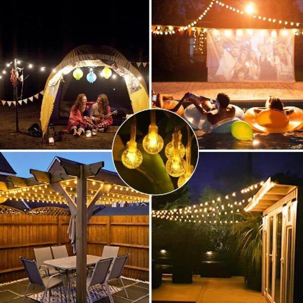 GooingTop 2Pack Outdoor String Lights, Each 37.5Ft 100LED Hanging Patio Lights with 8 Lighting Modes, Auto On/Off for Garden Patio Yard Decor, Warm White