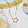 White Flower Pendant Necklace in Yellow Gold Plated