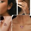 Purple Butterfly Jewelry Amethyst February Birthstone Jewelry Set Fine Necklace/Earrings 925 Sterling Silver Women Birthday Mother's Day Gifts