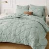 Dorm Bedding Twin Comforter Set - 5 Pieces Pintuck Bed in A Bag with Comforters, Sheets, Pillowcases & Shams
