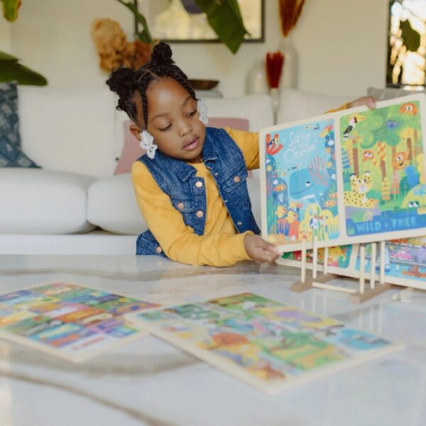 Little Buffalo 8pk Wood Kids Jigsaw Puzzles Plus Storage by