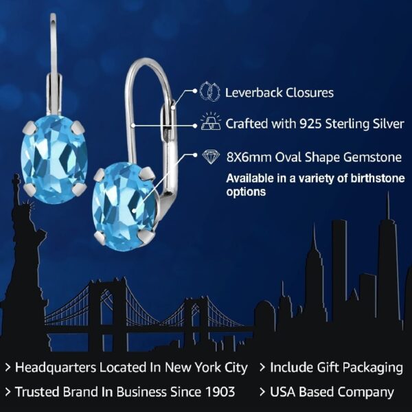 Gem Stone King 925 Sterling Silver Oval Cabochon White Simulated Opal Earrings for Women (2.10 Cttw, Oval 8X6MM)