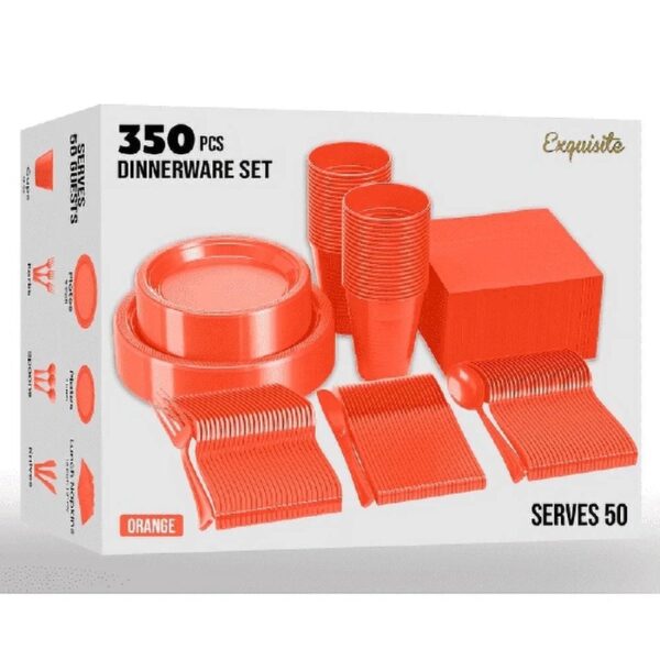 Exquisite 350 Piece Easter Plastic Disposable Party Plates & Dinnerware Combo Set