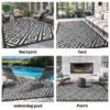 6'x9' Outdoor Rugs Patio Waterproof Outside Mat Reversible Plastic Camping Carpet,Black & Grey