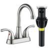 4 Inch Faucet 2 Handle Bathroom Sink Faucet Lead-Free Brushed Nickel Bath Sink Faucet with Pop-up Drain Stopper and Supply Hoses