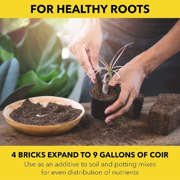 Harris Coco Coir Coconut Fiber Pith Potting Mix, Expands to 9 gallons - 4 bricks