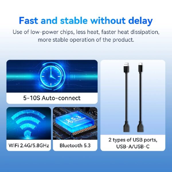 Universal Portable Wireless Apple Carplay Android Auto Adapter Dongle In Car