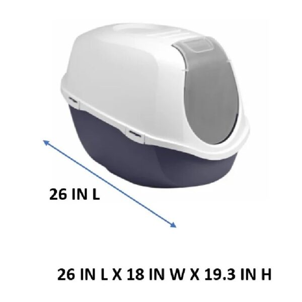 Vibrant Life Mega Smart Cat Cove Enclosed Cat Litterbox, Navy & White