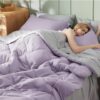 Light Purple Queen Comforter Set - 7 Pieces Reversible Queen Bed in a Bag, Queen Bed Set Light Purple and Grey with Comforters, Sheets, Pillowcases & Shams