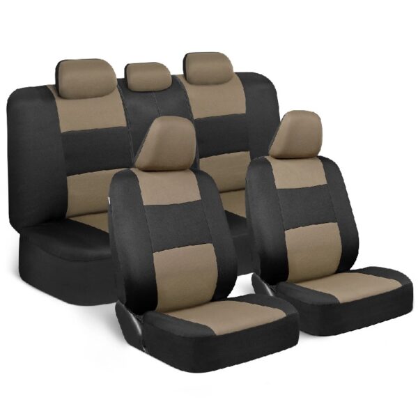 PolyPro Car Seat Covers Full Set in Charcoal on Black – Front and Rear Split Bench for Cars, Easy to Install Cover Set, Accessories Auto Trucks Van SUV