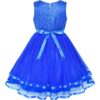 Flower Girls Dress Blue Belted Wedding Party Bridesmaid 12